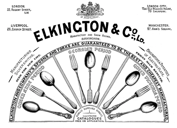 Framed Print : Advertisement for Elkington & Co. Ltd. 1895. Creator: Unknown