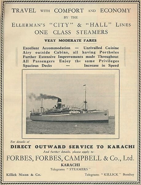 Advertisement for Ellermans steamers, 1936. Creator: Unknown