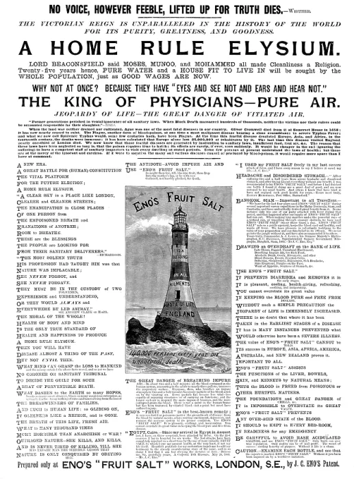 Framed Print : Advertisement for Eno's 'Fruit Salt, 1895. Creator: Unknown. Advertisement for Eno's 'Fruit Salt, 1895. Creator: Unknown Framed Print : Advertisement for Eno's 'Fruit Salt, 1895. Creator: Unknown. Advertisement for Eno's 'Fruit Salt, 1895. Creator: Unknown