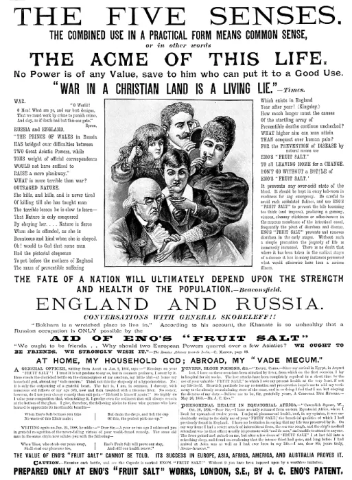 Framed Print : Advertisement for Eno's 'Fruit Salt', 1895. Creator: Unknown. Advertisement for Eno's 'Fruit Salt', 1895. Creator: Unknown Framed Print : Advertisement for Eno's 'Fruit Salt', 1895. Creator: Unknown. Advertisement for Eno's 'Fruit Salt', 1895. Creator: Unknown