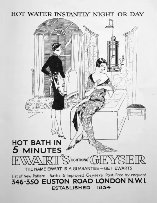 Framed Print : Advert for Ewarts Geyser for hot water, 1928 Framed Print : Advert for Ewarts Geyser for hot water, 1928