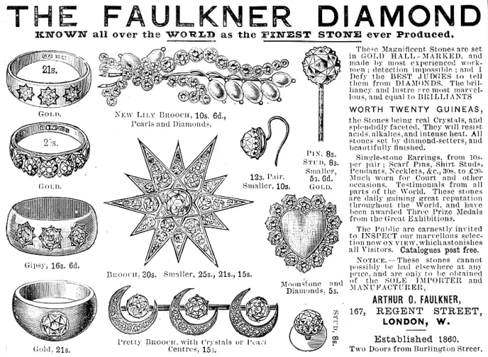 Framed Print : Advertisement for the Faulkner Diamond, 1890. Creator: Unknown Framed Print : Advertisement for the Faulkner Diamond, 1890. Creator: Unknown