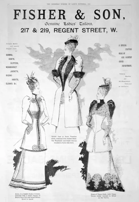 Framed Print : Advert for Fisher and Son, ladies fashion, 1891 Framed Print : Advert for Fisher and Son, ladies fashion, 1891