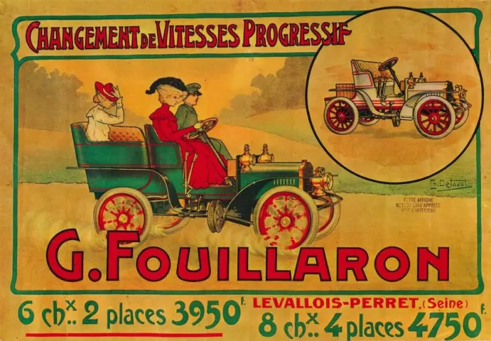 Framed Print : Advertisement for Fouillaron cars, c1900s Framed Print : Advertisement for Fouillaron cars, c1900s