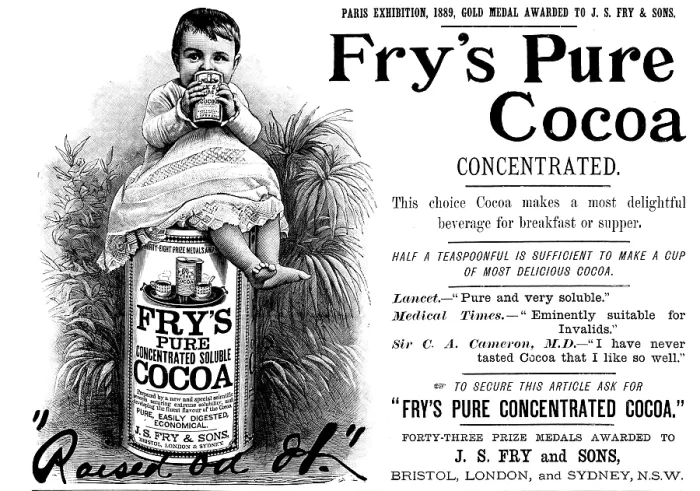 Framed Print : Advertisement for Fry's Pure Cocoa, 1890. Creator: Unknown. Advertisement for Fry's Pure Cocoa, 1890. Creator: Unknown Framed Print : Advertisement for Fry's Pure Cocoa, 1890. Creator: Unknown. Advertisement for Fry's Pure Cocoa, 1890. Creator: Unknown