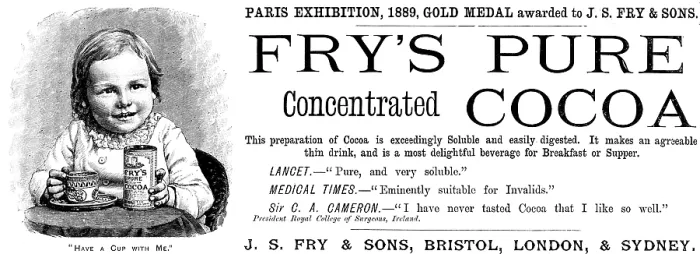 Framed Print : Advertisement for Fry's Pure Concentrated Cocoa, 1890. Creator: Unknown. Advertisement for Fry's Pure Concentrated Cocoa, 1890. Creator: Unknown Framed Print : Advertisement for Fry's Pure Concentrated Cocoa, 1890. Creator: Unknown. Advertisement for Fry's Pure Concentrated Cocoa, 1890. Creator: Unknown