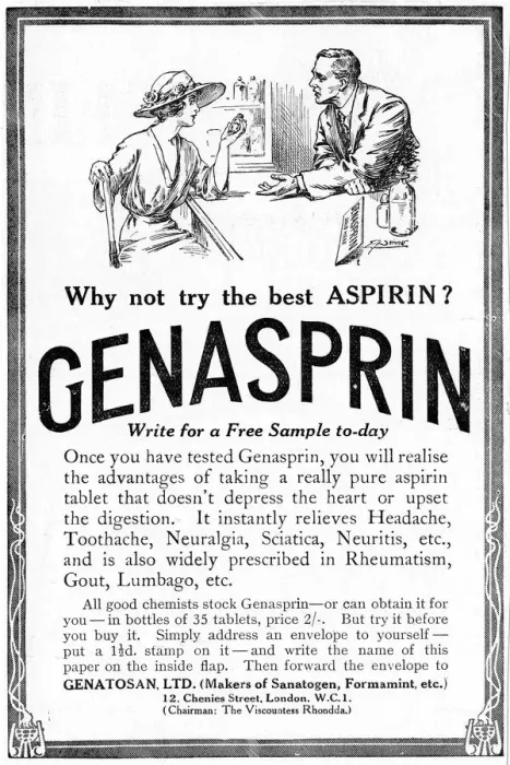 Framed Print : Advertisement for Genasprin, a proprietary brand of the drug Aspirin. 1919 Framed Print : Advertisement for Genasprin, a proprietary brand of the drug Aspirin. 1919