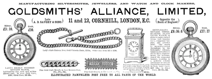 Framed Print : Advertisement for Goldsmiths Alliance, Limited, 1890. Creator: Unknown Framed Print : Advertisement for Goldsmiths Alliance, Limited, 1890. Creator: Unknown