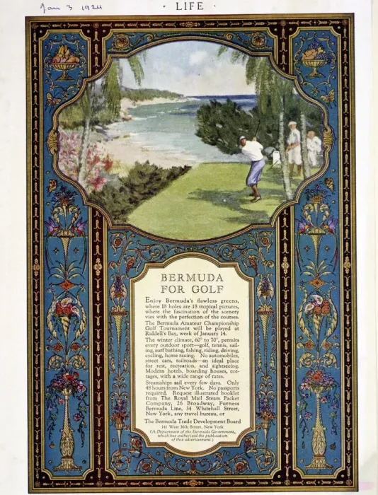 Framed Print : Advert for golf courses in Bermuda, January 3rd 1924 Framed Print : Advert for golf courses in Bermuda, January 3rd 1924
