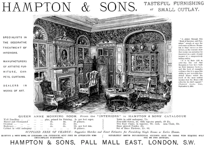 Framed Print : Advertisement for Hampton & Sons, furniture, 1895. Creator: Unknown Framed Print : Advertisement for Hampton & Sons, furniture, 1895. Creator: Unknown