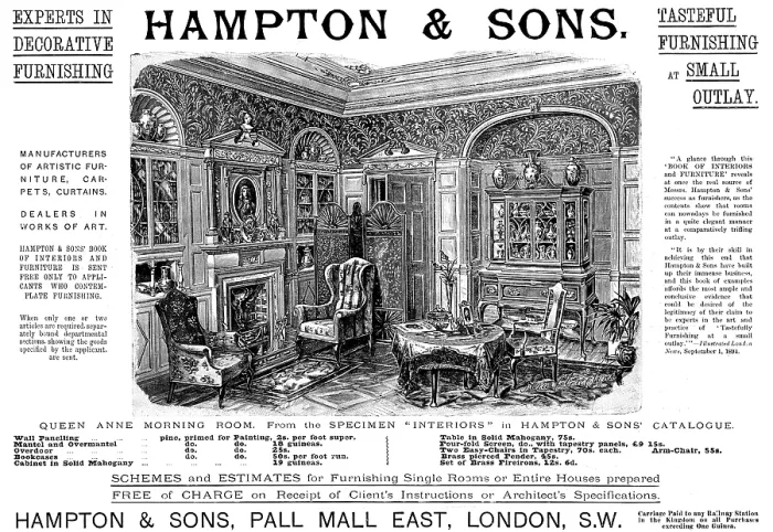 Framed Print : Advertisement for Hampton & Sons, furniture, 1895. Creator: Unknown Framed Print : Advertisement for Hampton & Sons, furniture, 1895. Creator: Unknown