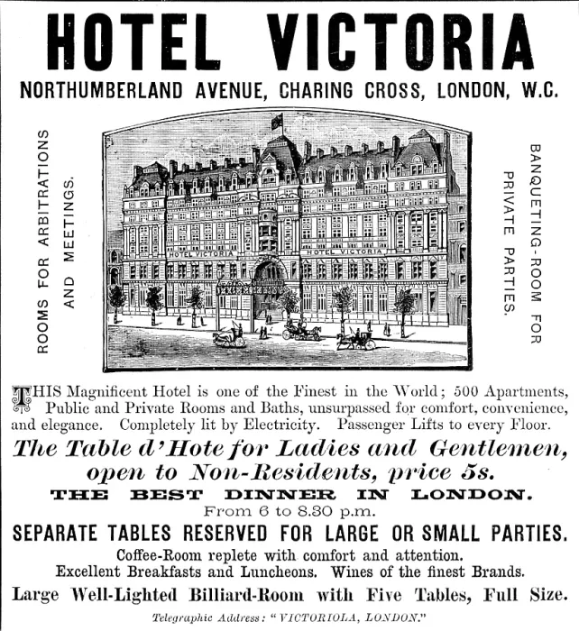 Framed Print : Advertisement for the Hotel Victoria, 1890. Creator: Unknown Framed Print : Advertisement for the Hotel Victoria, 1890. Creator: Unknown