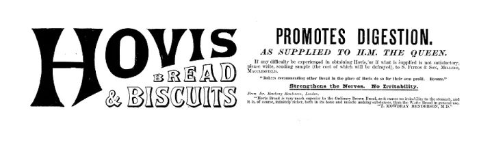 Framed Print : Advertisement for Hovis Bread & Biscuits, 1895. Creator: Unknown Framed Print : Advertisement for Hovis Bread & Biscuits, 1895. Creator: Unknown
