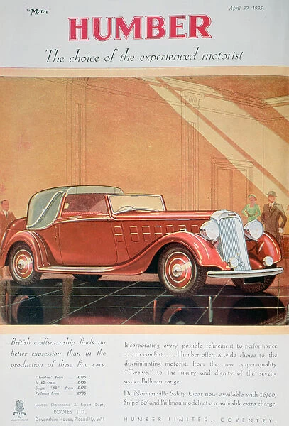 Advert for Humber motor cars, 1935