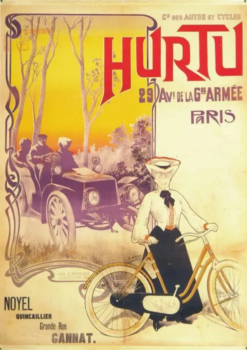 Framed Print : Advertisement for Hurtu cars and bicycles, c1900s Framed Print : Advertisement for Hurtu cars and bicycles, c1900s