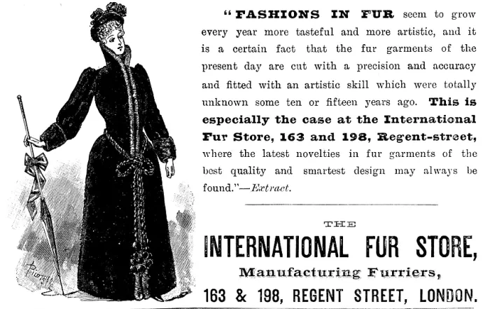 Framed Print : Advertisement for the International Fur Store, 1890. Creator: Unknown Framed Print : Advertisement for the International Fur Store, 1890. Creator: Unknown