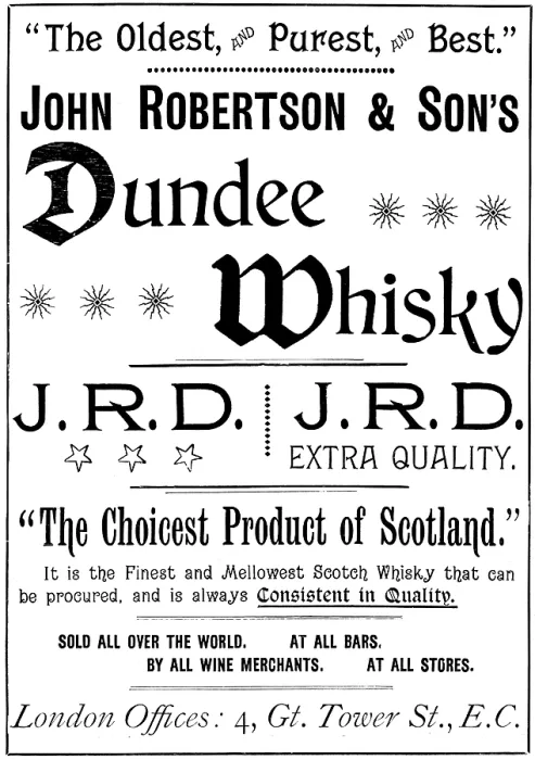 Framed Print : Advertisement for John Robertson & Son's Dundee Whisky, 1895. Creator: Unknown. Advertisement for John Robertson & Son's Dundee Whisky, 1895. Creator: Unknown Framed Print : Advertisement for John Robertson & Son's Dundee Whisky, 1895. Creator: Unknown. Advertisement for John Robertson & Son's Dundee Whisky, 1895. Creator: Unknown
