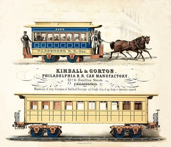 Advertisement for Kimball & Gorton, Philadelphia R. R. Car Manufactory, c. 1857