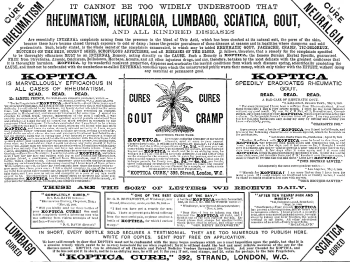 Framed Print : Advertisement for Koptica, the famous Persian Herbal Specific, 1890. Creator: Unknown Framed Print : Advertisement for Koptica, the famous Persian Herbal Specific, 1890. Creator: Unknown