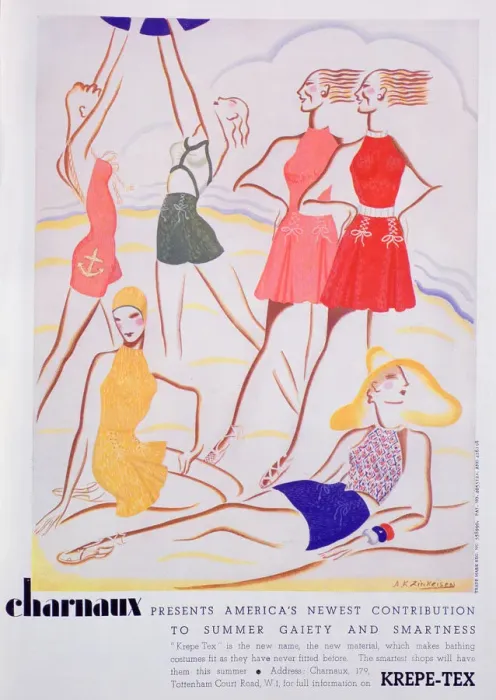Framed Print : Advert for Krepe-Tex bathing costumes, 1935 Framed Print : Advert for Krepe-Tex bathing costumes, 1935