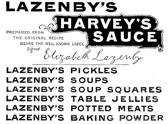 Framed Print : Advertisement for Lazenby's Harvey's Sauce, 1895. Creators: Unknown, E. Lazenby and Son. Advertisement for Lazenby's Harvey's Sauce, 1895. Creators: Unknown, E Framed Print : Advertisement for Lazenby's Harvey's Sauce, 1895. Creators: Unknown, E. Lazenby and Son. Advertisement for Lazenby's Harvey's Sauce, 1895. Creators: Unknown, E
