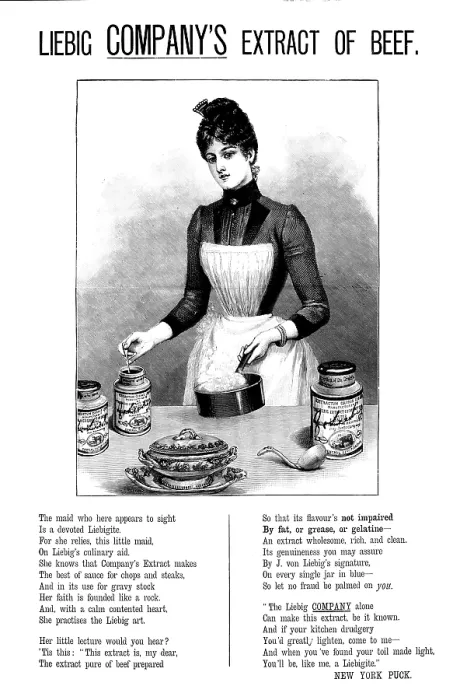 Framed Print : Advertisement for Liebig Company's Extract of Beef, 1890. Creator: Unknown Framed Print : Advertisement for Liebig Company's Extract of Beef, 1890. Creator: Unknown