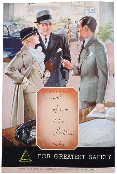 Advert for Lockheed car brakes by Automotive Products of Leamington Spa, 1937