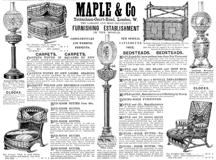 Framed Print : Advertisement for Maple & Co, Furnishing Establishment, 1890. Creator: Unknown Framed Print : Advertisement for Maple & Co, Furnishing Establishment, 1890. Creator: Unknown
