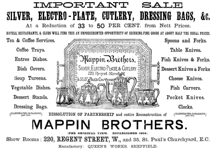 Framed Print : Advertisement for Mappin Brothers, 1890. Creator: Unknown Framed Print : Advertisement for Mappin Brothers, 1890. Creator: Unknown