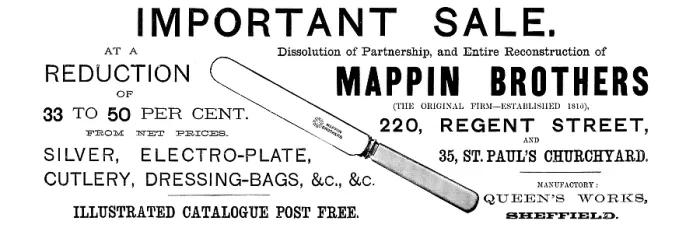 Framed Print : Advertisement for Mappin Brothers Important Sale, 1890. Creator: Unknown Framed Print : Advertisement for Mappin Brothers Important Sale, 1890. Creator: Unknown