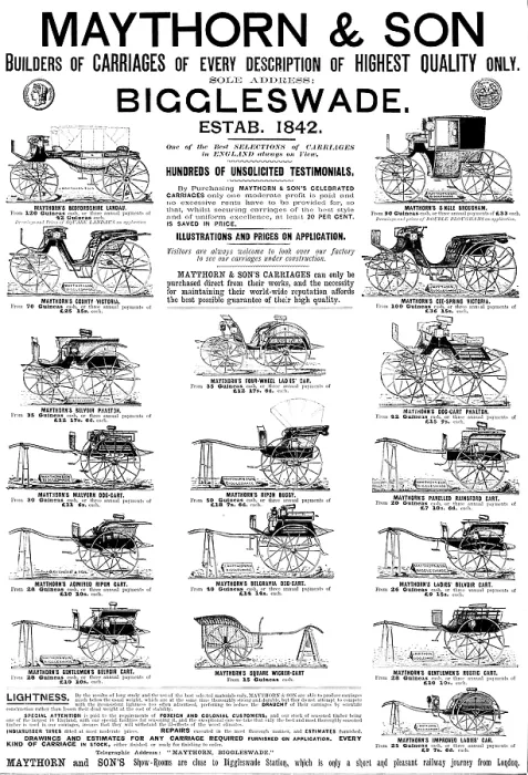 Framed Print : Advertisement for Maythorn & Son, carriages, 1895. Creator: Unknown