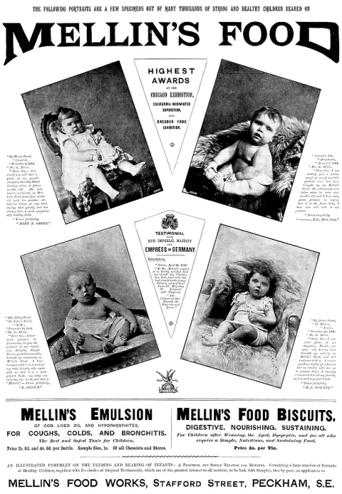 Framed Print : Advertisement for Mellin's Food, 1895. Creator: Unknown. Advertisement for Mellin's Food, 1895. Creator: Unknown Framed Print : Advertisement for Mellin's Food, 1895. Creator: Unknown. Advertisement for Mellin's Food, 1895. Creator: Unknown