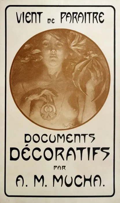 Framed Print : Advertisement for the monograph Decorative Documents by Alphonse Mucha, 1902. Artist Framed Print : Advertisement for the monograph Decorative Documents by Alphonse Mucha, 1902. Artist