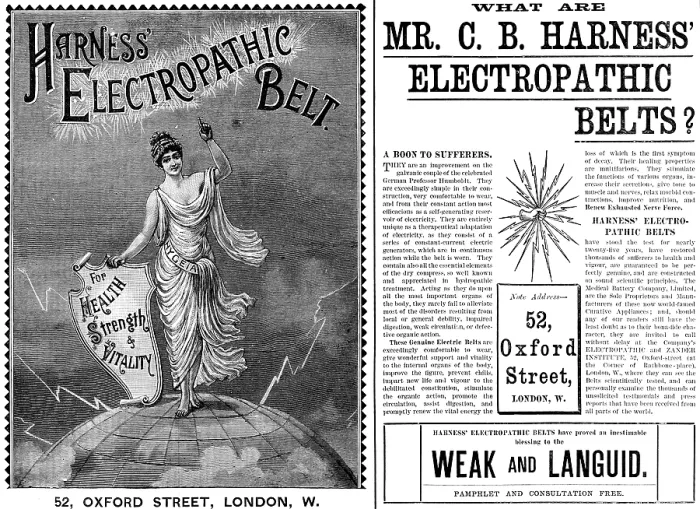 Framed Print : Advertisement for Mr. C. B. Harness Electropathic Belts, 1890. Creator: Unknown Framed Print : Advertisement for Mr. C. B. Harness Electropathic Belts, 1890. Creator: Unknown