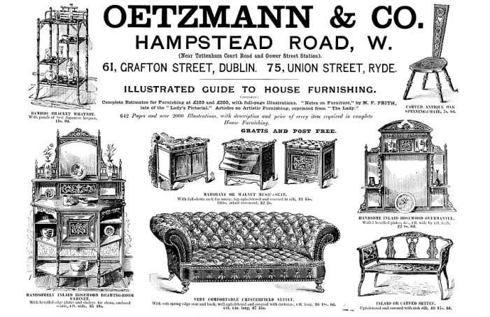 Framed Print : Advertisement for Oetzmann & Co. furniture, 1895. Creator: Unknown Framed Print : Advertisement for Oetzmann & Co. furniture, 1895. Creator: Unknown