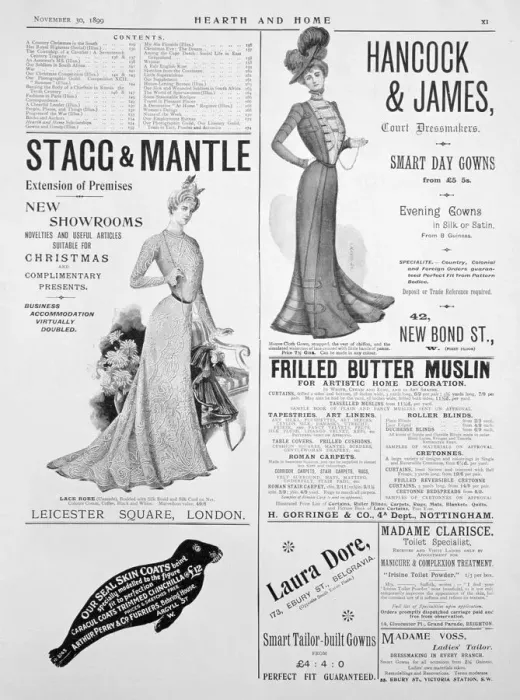 Framed Print : An advertising page in Hearth and Home, 30th November 1899 Framed Print : An advertising page in Hearth and Home, 30th November 1899