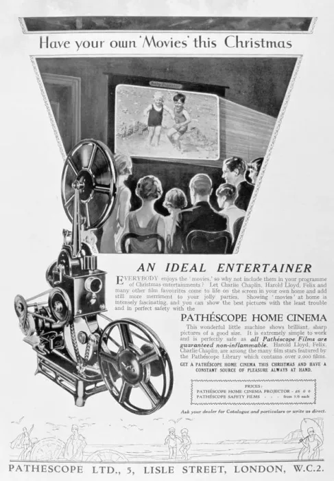 Framed Print : Advert for the Pathescope Home Cinema, 1928 Framed Print : Advert for the Pathescope Home Cinema, 1928