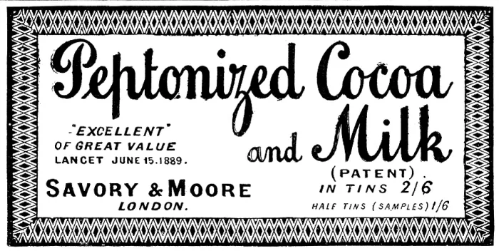 Framed Print : Advertisement for Peptonized Cocoa and Milk, 1895. Creator: Unknown Framed Print : Advertisement for Peptonized Cocoa and Milk, 1895. Creator: Unknown