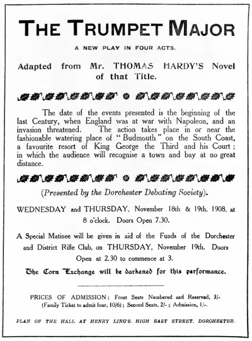 Framed Print : Bill advertising a performance of Thomas Hardy's 'The Trumpet Major', 1908 Framed Print : Bill advertising a performance of Thomas Hardy's 'The Trumpet Major', 1908