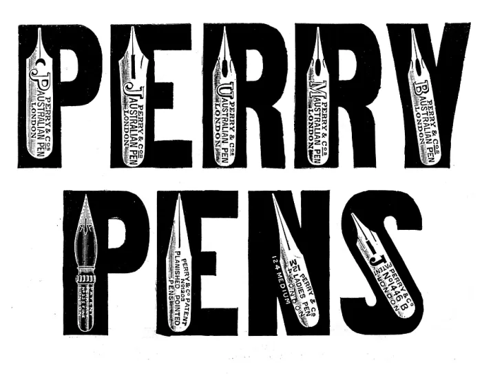 Framed Print : Advertisement for Perry Pens, 1895. Creator: Unknown Framed Print : Advertisement for Perry Pens, 1895. Creator: Unknown