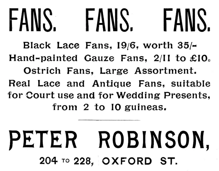 Framed Print : Advertisement for Peter Robinson fans, 1895. Creator: Unknown Framed Print : Advertisement for Peter Robinson fans, 1895. Creator: Unknown