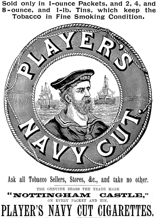 Framed Print : Advertisement for Player's Nayy Cut Cigarettes, 1895. Creator: Unknown. Advertisement for Player's Nayy Cut Cigarettes, 1895. Creator: Unknown Framed Print : Advertisement for Player's Nayy Cut Cigarettes, 1895. Creator: Unknown. Advertisement for Player's Nayy Cut Cigarettes, 1895. Creator: Unknown