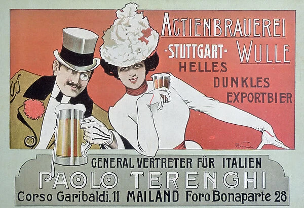 Advertising poster of German beer in Italy, 1904