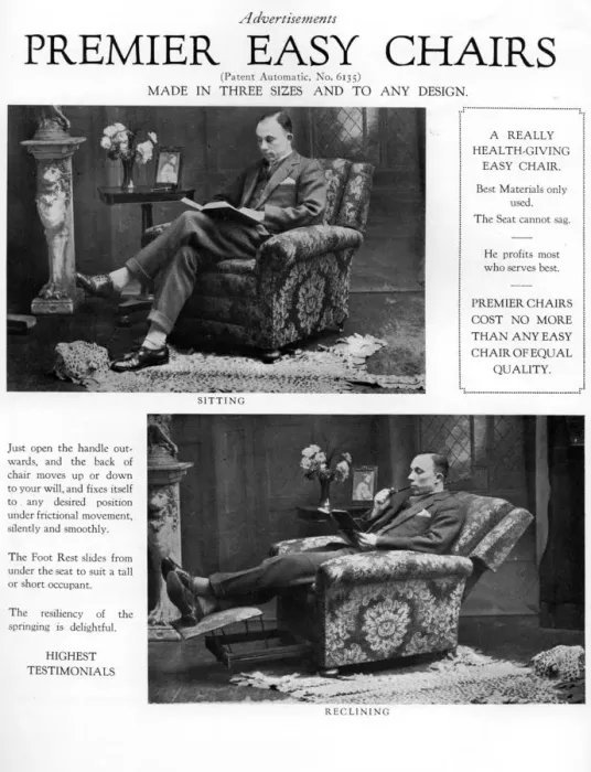 Framed Print : An advertisement for Premier easy chairs, 1926 Framed Print : An advertisement for Premier easy chairs, 1926
