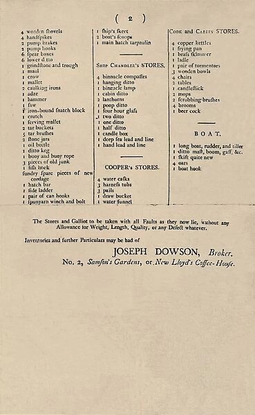 Advertisement of Sale by Candle at Lloyds, 1796, (1928)