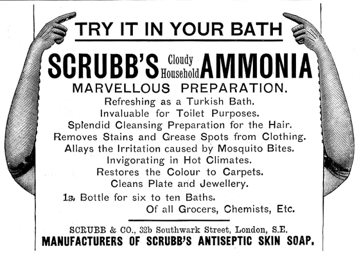 Framed Print : Advertisement for Scrubb's (Cloudy Household) Ammonia, 1895. Creator: Unknown. Advertisement for Scrubb's (Cloudy Household) Ammonia, 1895. Creator: Unknown Framed Print : Advertisement for Scrubb's (Cloudy Household) Ammonia, 1895. Creator: Unknown. Advertisement for Scrubb's (Cloudy Household) Ammonia, 1895. Creator: Unknown