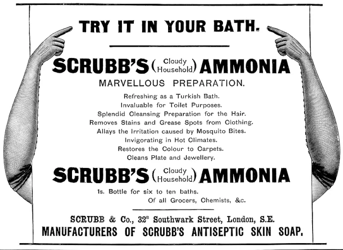 Framed Print : Advertisement for Scrubb's (Cloudy Household) Ammonia, 1895. Creator: Unknown. Advertisement for Scrubb's (Cloudy Household) Ammonia, 1895. Creator: Unknown Framed Print : Advertisement for Scrubb's (Cloudy Household) Ammonia, 1895. Creator: Unknown. Advertisement for Scrubb's (Cloudy Household) Ammonia, 1895. Creator: Unknown