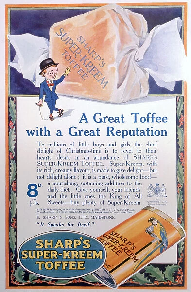 Advert for Sharps Super-Kreem Toffee, 1922