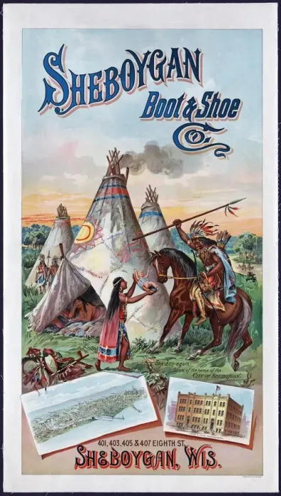 Framed Print : Advertisement for The Sheboygan Boot & Shoe Co, c. 1900 Framed Print : Advertisement for The Sheboygan Boot & Shoe Co, c. 1900