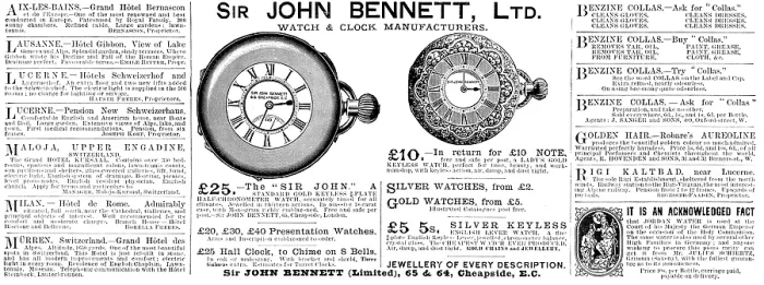 Framed Print : Advertisement for Sir John Bennett, Ltd. Watch & Clock Manufacturers, 1890. Creator: Unknown Framed Print : Advertisement for Sir John Bennett, Ltd. Watch & Clock Manufacturers, 1890. Creator: Unknown